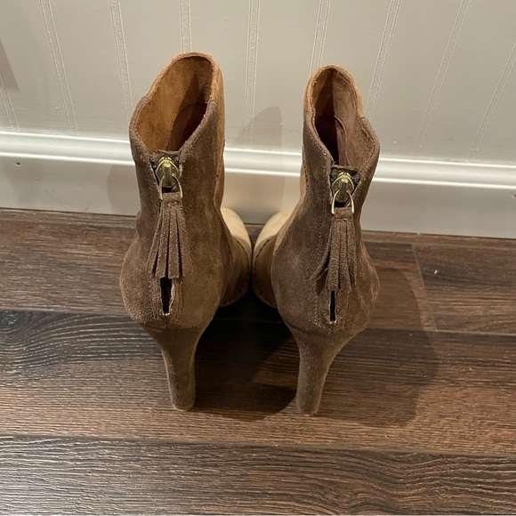 Joie Briona Suede Patchwork Heels in Chestnut Multi 38/8 - Picture 4 of 9